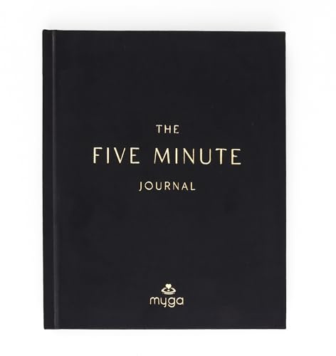 Myga Five Minute Journal – A5 Achtsamkeit & Reflexion Notizbuch – undatiertes Tagebuch für tägliche Affirmationen, Dankbarkeit und Manifestation für Frauen und Männer – Schwarz