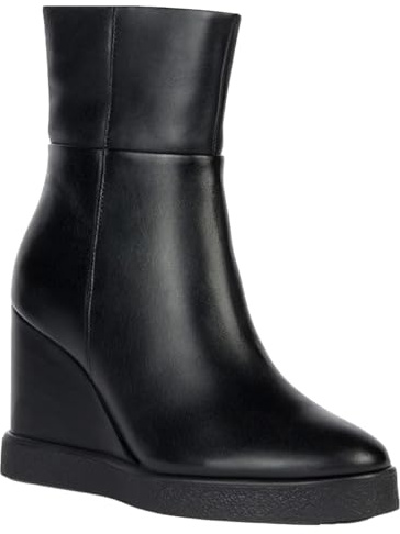 Geox Botas D Elidea Wedge B para Mujer, Negro, 38 EU