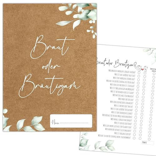 Eummel 40 x Braut oder Bräutigam Hochzeitsquiz Hochzeitsspiel Hochzeitsspiele für Gäste Hochzeitsspiel Brautpaar Hochzeitsgeschenk Hochzeitsfeier Boho (Vintage H09)