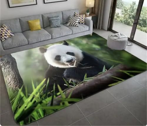 KIESEY Panda Print Bambus Teppich Wohnzimmer Schlafzimmer Türmatte Küche Eingang Dekoration rutschfeste Fußmatte 200x300cm