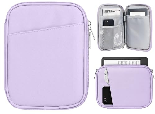 TiMOVO 6-7 Inch Tablet Sleeve for Kindle Paperwhite & Colorsoft Signature Edition, Protective Cover with Pocket, Purple Lavender