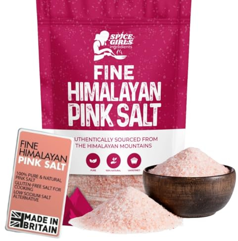 Spice Girls Ingredients Premium Himalayan Pink Salt - 100% Natural & Unrefined | Fine Grain for Cooking, Seasoning, Grinder & Good Health | Rich in Minerals | Resealable Pouch | Gluten-Free (1kg)