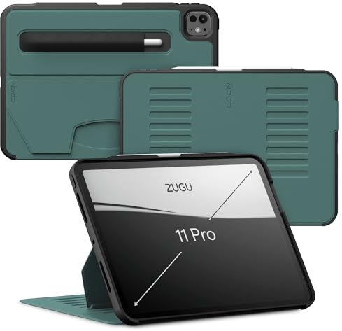 ZUGU CASE iPad Pro 11 Case (M4 / M5) 2024/2025 fodral - Ultra slimmat skyddshölje - trådlös Apple Pencil Laddning - Bekväm 8-vinkels Magnetic Stativ Skal automatisk vila/väckning [Grön]