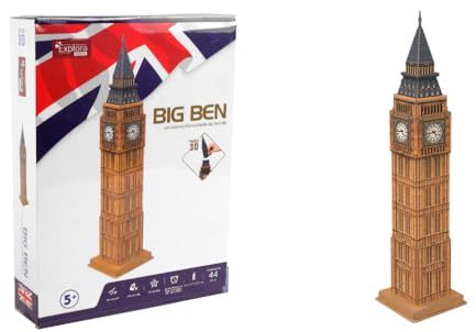 EXPLORA - Big Ben - Rompecabezas 3D - 540021 - 44 Piezas - Monumento Histórico - Nivel 4 - Sin Pegamento Ni Tijeras - Educativo - Londres - Juego de Construcción - Regalo - Maqueta - A Partir de 5años