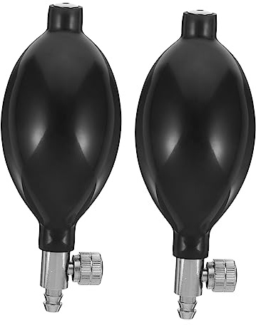 Blutdruckmanschette Aufblasgerät 2 Stück Latex mit Ventilen | Schwarz, Aluminiumlegierung, Leichte Bedienung mit Luftkontrollventilen für Klinik und Zuhause