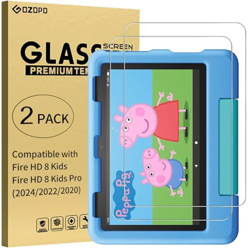 GOZOPO Screen Protector for 8-inch Kids tablet / 8 Kids Pro tablet, Tempered Glass Film, 2 Pack