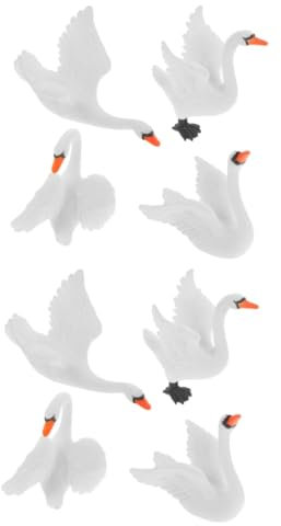 UPKOCH 8pcs Animal Figurine Swan Compact Animal Statue Decorative Ornament for Courtyard Desktop Teen