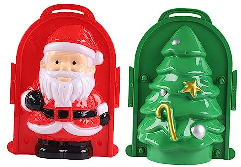 JOINPAYA 2stücke Schneeballformer Kunststoff Kreative Junge Mädchen-schneeballzange Mit Weihnachtsmann Tannenbaum-Motiv Sicher Langlebig Outdoor-Winter-Spielzeug Für Jungen Und Mädchen