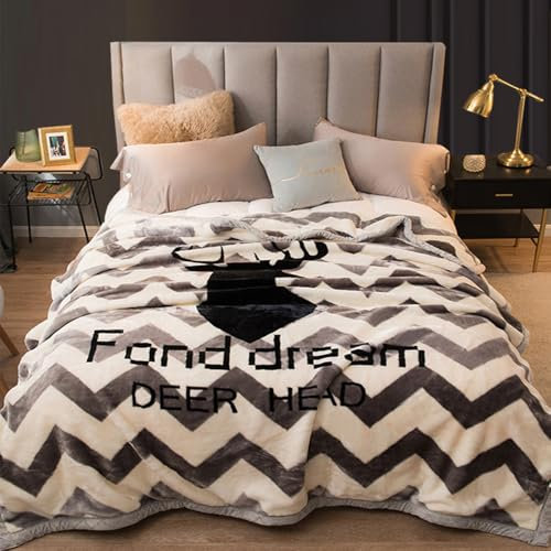 Warme Winter Gewichtsdecke King Size 200X230cm, Koreanische Faux Mink Decken, 2 Lagige Reversible Raschel-Bettdecke Für Bett Und Couch,Z,80x90 8Lb