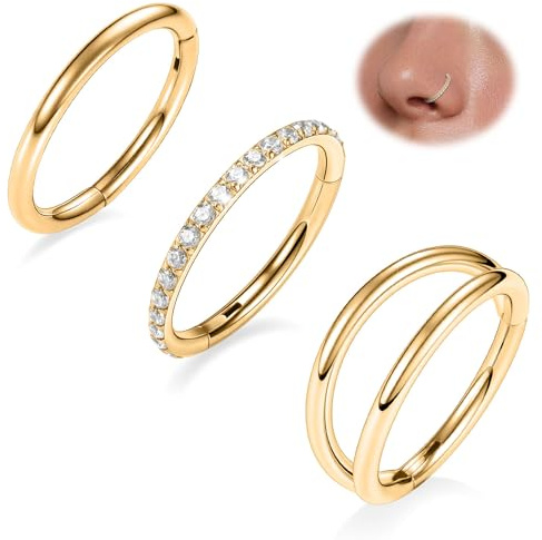 AROWRO 3 Stück Nasenpiercing Helix Piercings Septum Piercing Conch Piercing Nostril Piercing Daith Piercing Tragus Piercing Rook Piercing Chirurgenstahl 20G 18G 16G