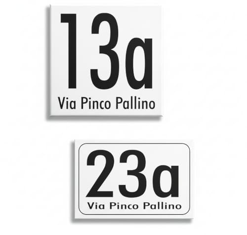 Numero Civico personalizzato – Alluminio DiBOND Moderno – Ideale per Esterni – Design Arial Alta Visibilità (Bianco, 10x10cm)