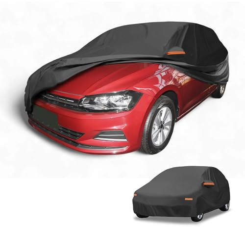 Partuto 190T-PU Universal Waterproof Car Cover for Hatchback Up to 163in | All-Weather Universal, Right Side Zipper, Black, Durable Outdoor Protection