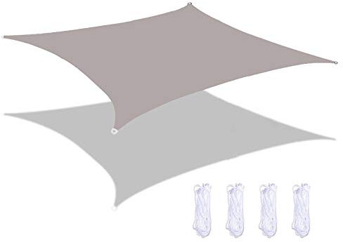 Grande tenda a vela quadrata color cachi, 4 x 4 m, impermeabile, blocco UV al 95%, per piscine all'aperto, giardino e patio