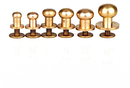 BCOMFY 10 Stück reines Messing Schraubknopf Rundkopf Nietbolzen Tasche Schnappverschlüsse Schnalle Verschluss Nähen Kleidungsstück Lederhandwerk 5/6/7/8/9/10 mm(6mm)