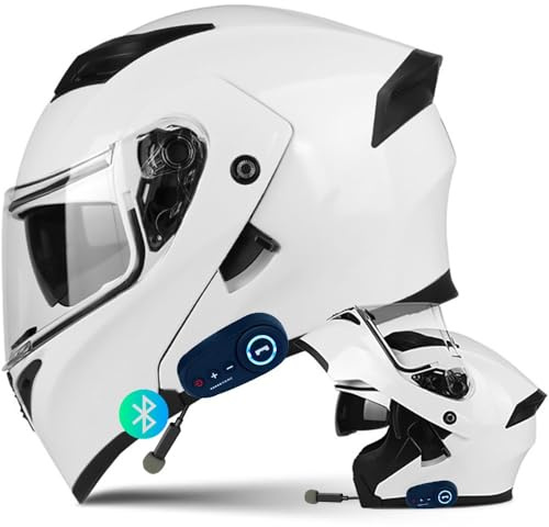 Letetexi motorradhelm klapphelm mit Bluetooth Motorradhelm mit ECE-Zugelassener Helm Motorrad Integrierter Motorradhelm mit Anti-Fog-Doppelvisier Rennhelm Erwachsene Männer Frauen M~XXL