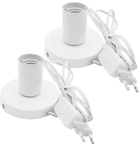 2 pezzi lampada da scrivania portalampada E27 con interruttore per cavi: lampada vintage industriale E27 con spina