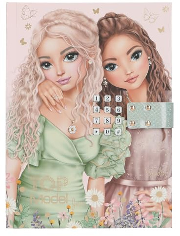 Depesche 13622 TOPModel Summer Feeling - Journal Intime avec Code chiffré et Son, Livre en Rose, avec Motif de modèle et 192 Pages lignées