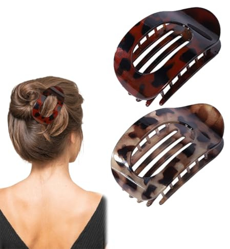 Fc'Noqgn Lot de 2 Pinces à Cheveux pour Femmes, Pinces à Cheveux, Pinces à Griffes Plates, Pinces à Cheveux, Pinces à Cheveux puissantes à côté Fixe