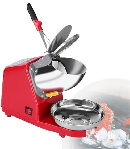 Macchina Per Il Ghiaccio, Tritaghiaccio, Macchina Per Il Cono Di Neve Con Doppia Lama In Acciaio Inossidabile Da Cucina Elettrica, Per Cocktail, Gelati, Frullati, Succhi Freddi,Red