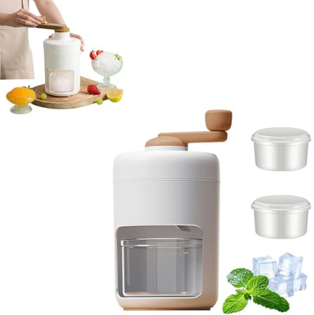 Household Mini Ice Shaver Crusher,Hand Shaved Ice shaver and Snow Cone Machine,Portable Smoothie Maker, For Making Snow Cones and Smoothies (2pcs)