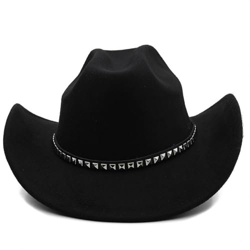 WUFANGBU Fedora Trilby Filzhut Hut Jazz-Zylinder Mit Großer Krempe Für Männer Und Frauen Modisch Und Lässig Mit Umgedrehten Kanten Hut Denim-Filzhut M(56-58Cm) 5