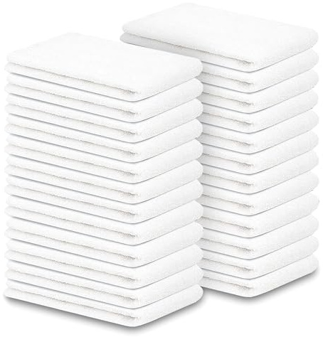 Corporate Hills Terry Bar Mop Towels - 24 Pack (14x17) White Cotton Terry Cloths, Super Absorbent Cleaning Rags, Reusable Bar Mop Towels for Kitchen, Garage, Salon, Spa & Commercial Use
