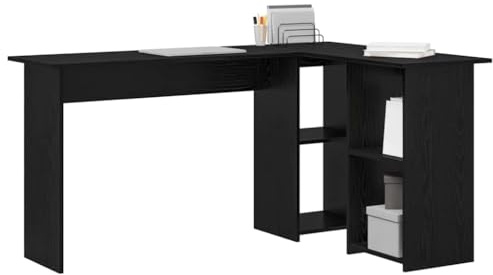 vidaXL Escritorio Roble Negro 142 x 102 x 73 cm Madera de ingeniería