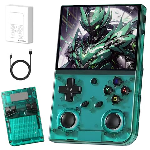 RG35XX Pro Console di gioco portatile retrò,19000+ giochi,17+ emulatori,console per videogiochi con schermo IPS da 3,5,supporto WiFi 2,4/5G e Bluetooth Console emulatore portatile (Verde 64+256G)