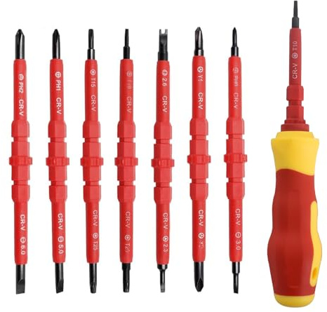7 Pièces Tournevis Isolant, Tournevis Bi-Matière Isolés, Kit Electricien, Outils de Réparation Manuels Durables, avec Boîte de Rangement