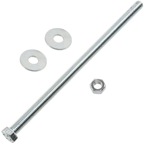 AERZETIX - Kit de 10 pernos M5x100mm con cabeza hexagonal + 20 arandelas anchas M5x15mm + 10 tuercas hexagonales M5 para bricolaje y fijación ligera | en acero