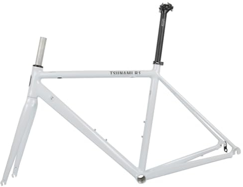 700C Landsvägscykelramsats 44/47/50/53/56cm Aluminiumram C Broms/Fälgbroms Cykelram F100/R130mm QR BB68mm(White,44cm)