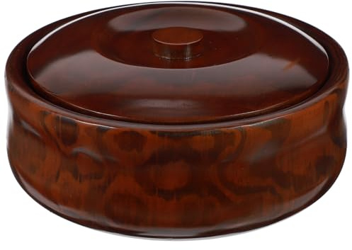 BAZEITFLOW Cuenco de Madera con Tapa para Frutos y Aperitivos Recipiente Seguro y Fácil de Limpiar para Hogar y Tienda Color Café Retro