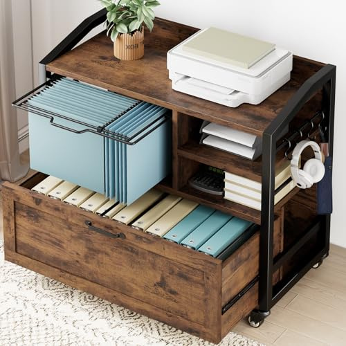 HSH Rollcontainer Mit Schublade Aktenschrank Holz Rustikal Braun 84 cm