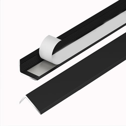 Selbstklebend Aluminium Ausgleichsprofil L-Profil Übergangsschiene Bodenübergangsstreifen Für Fliesen, Laminat, Holzböden Abdeckleiste Für Fliesen(Black,W3.5xL90cm)