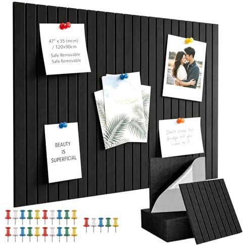 6Pcs 30x30cm Strong Self Adhesive Felt Bulletin Board, 0.9cm Thick, Black