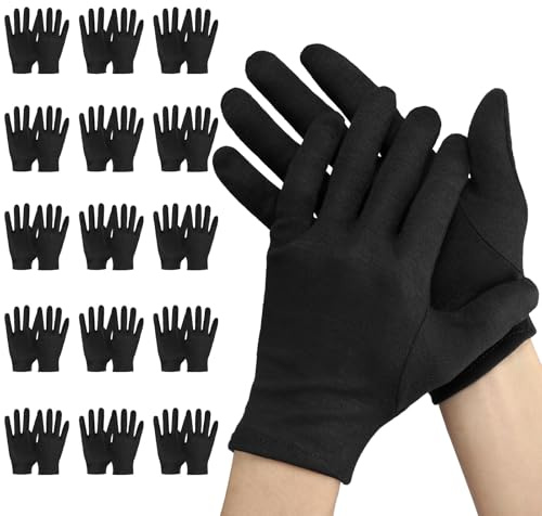 Einfa Baumwollhandschuhe Schwarz - 15 Paar (30 Stück) Cotton Gloves Klein - S 20CM Handschuhe Baumwolle Schwarz - Atmungsaktiv Arbeitshandschuhe Handpflege Arbeitsschutz Damen