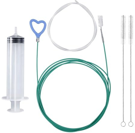 LQMK 5 PCS Sunroof Drain Cleaning Tool – 118 in Flexible Pipe Cleaner Brush Set with 2 Brushes Syringe & Hose – Tube Cleaner for Car Air Conditioner Refrigerator Drain