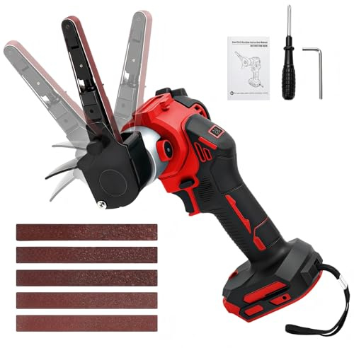 Cordless Belt Sander 10 x 330mm for Milwaukee 18V Battery (No Battery) | Brushless Electric File, with 20pcs Sanding Belts, 120° Adjustable Angle, LCD Display, for Wood, Metal Sanding
