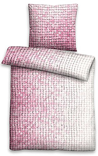 Biberna Linon Bettwäsche Mosaik 155x220 cm 44754-140 rot