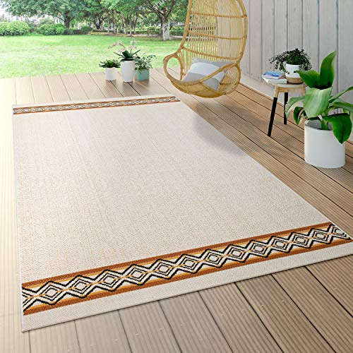 Paco Home Outdoor Teppich Für Terrasse Und Balkon, Mit Geometrischem Muster, Modern, Beige, Grösse:120x170 cm