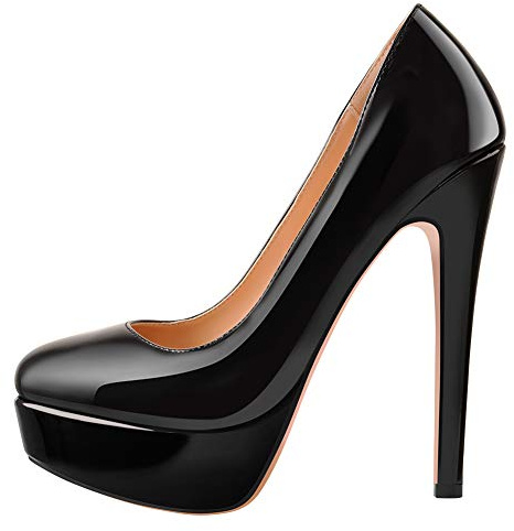 Only maker Plateau Pumps Damen Moderne High Heels Runde Zehen Stiletto Schwarz 40 EU