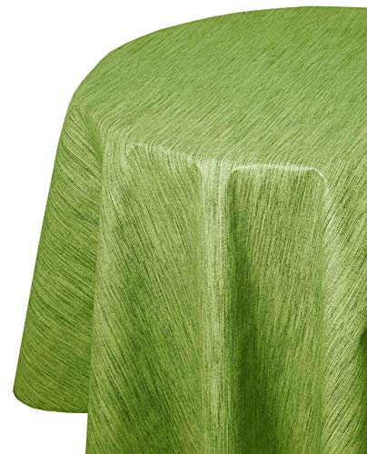 Wachstuchtischdecke Leinen Prägung Grün Oval 130 x 180 cm | abwaschbare Tischdecke, Gartentischdecke, wasserabweisend, gefaltet