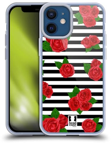Head Case Designs Pattern Rosa Strisce Floreali Fashion Custodia in Gel [Protezione di Grado Militare] Compatibile con Apple iPhone 12 Mini E Compatibile con MagSafe