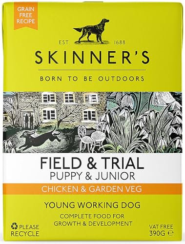 Skinner's Field & Trial Puppy & Junior - Chicken & Garden Veg, Wet Dog Food, Grain Free, 390g (Pack of 18)