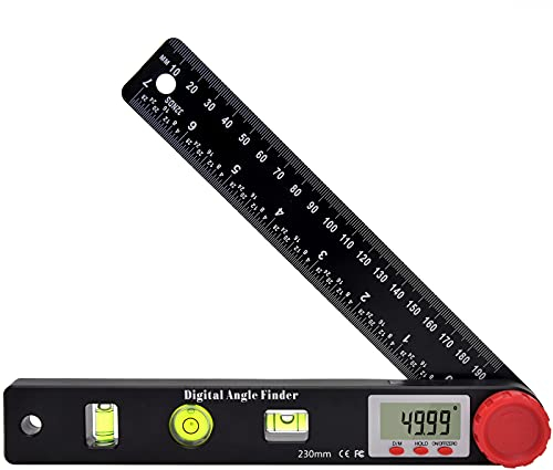 Winkelmesser digital,Vodlbov digitaler winkelmesser 999.9° digitale wasserwaage,Winkelschmiege Lineal mit LCD-Anzeige, Winkelmessgerät mit Horizontale vertikale kreisförmige Blasen für Holzbearbeitung