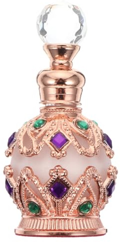 Lurrose Refillable Glass Perfume Bottle 0.28Oz Portable Atomiser Elegant Fragrance Dispenser for Travel Home Vanity Table Decoration