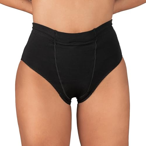 Underworks Damen Unterstützender Slip für Vulvavarizen und Prolaps mit Leisten-Kompressionsbändern, Größe M, Schwarz