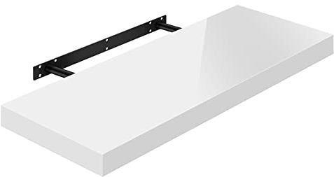 WOLTU Mensola da Muro Scaffale Sospeso da Parete Libreria Piccola per Soggiorno Cameretta Porta CD Dvd, Pannello MDF 80x22,9x3,8cm, Bianco, RG9480ws