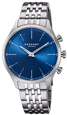 KRONABY Uhr Smart Herren Hybrid aus Edelstahl 316l | Analog-Smartwatch, Wasserdicht 10 ATM S3777/2, Musiksteuerung, Schrittzähler, Anrufbenachrichtigung und -ablehnung, Sekel
