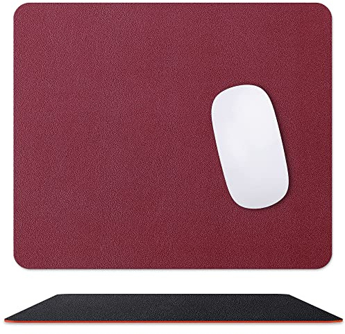 Epxee Mauspad, [Doppelseitige Zweifarbige] PU-Leder Gaming Mousepad Schreibtischunterlage für Computer/Laptop, Schwarz Rot